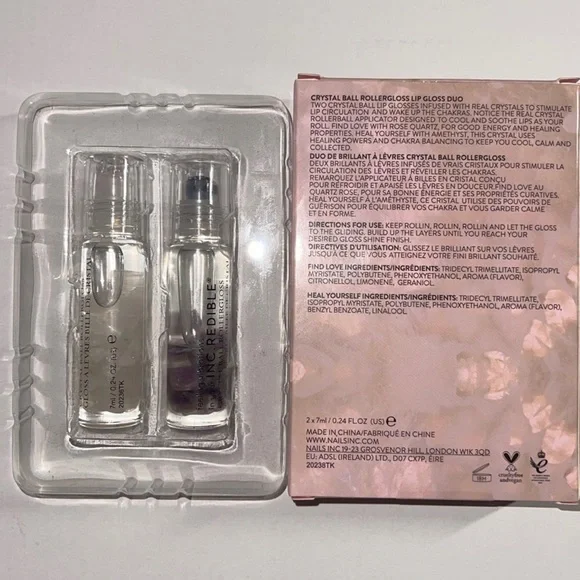 Amethyst and Rose Quartz ~ Crystal Ball Rollergloss Duo BNIB - Picture 4 of 4